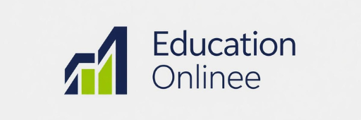 Education Onlimee horizontal brand logo featuring a navy blue and lime green growth symbol with modern sans-serif text.